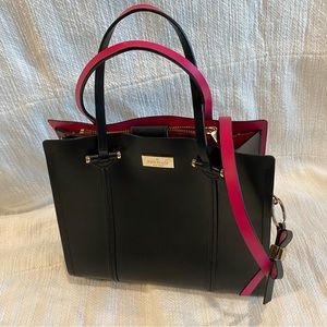 Authentic kate spade New York Elodie Arbour Hill handbag in black & pink leather